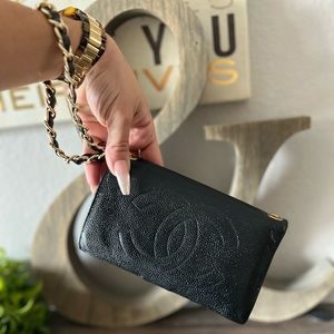 🖤Vintage Chanel Timeless Clutch Wallet Chain 2way Wristlet on Crossbody